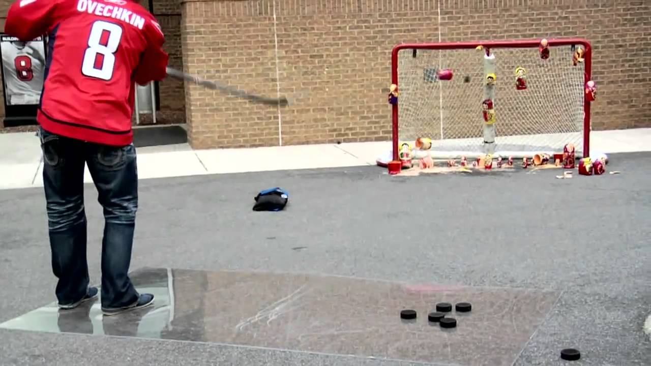 Alexander Ovechkin's Russian Shooting Accuracy Challenge - Russian Dolls.