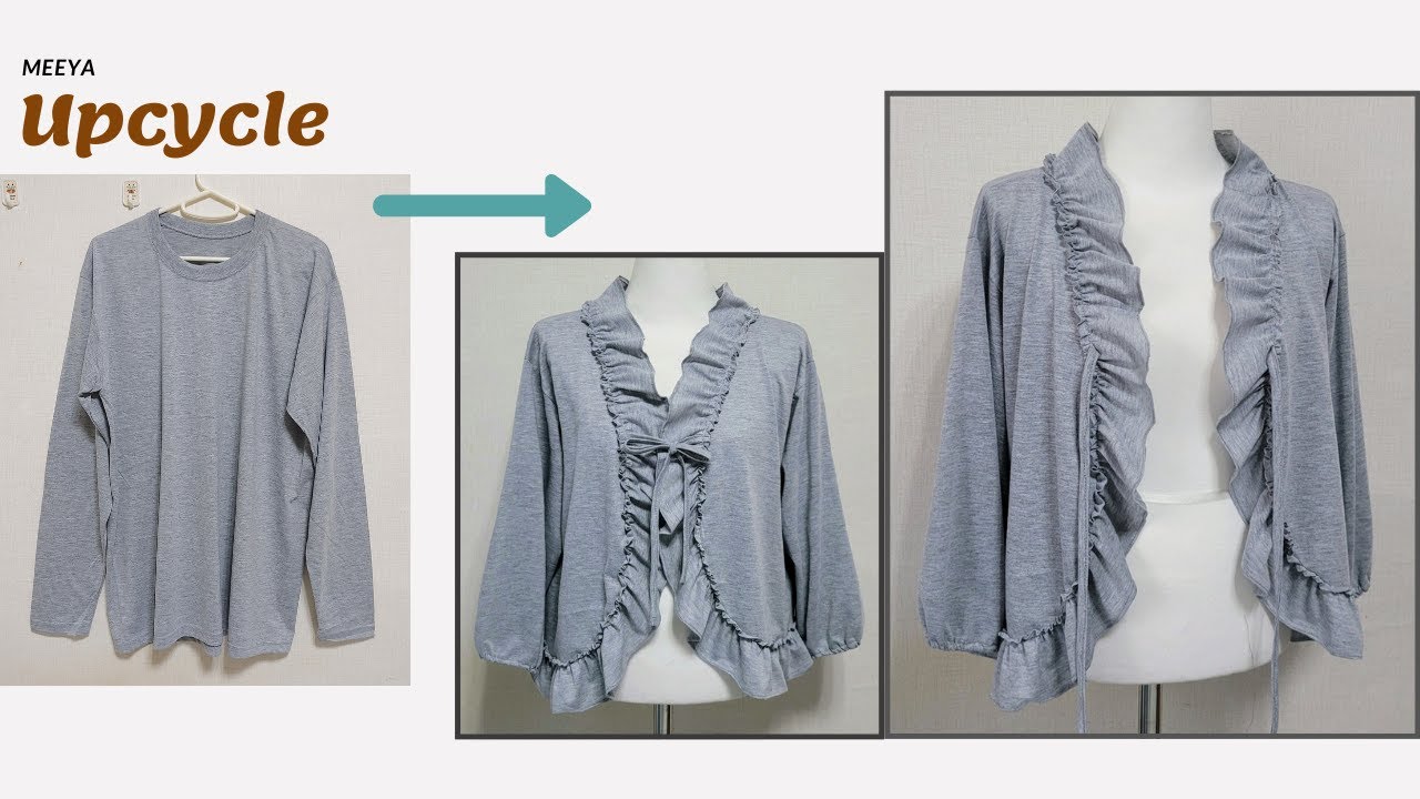 DIY Upcycling a T-Shirt|티셔츠 리폼|Cardigan|가디건|면티|Reform Old Your Clothes|안입는 옷 리폼|Refashion|옷수선|옷만들기|