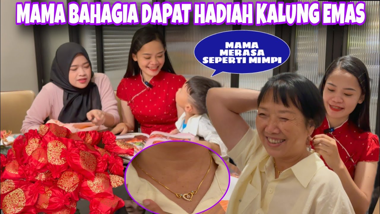 MAMA BAHAGIA MENDAPATKAN HADIAH KALUNG EMAS DARI CECE BAIK HATI, BUNGKUS OLEH OLEH KELUARGA ONLINE