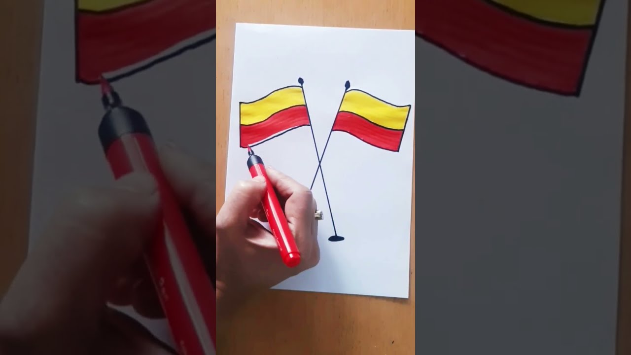 How to draw Karnataka Flag 