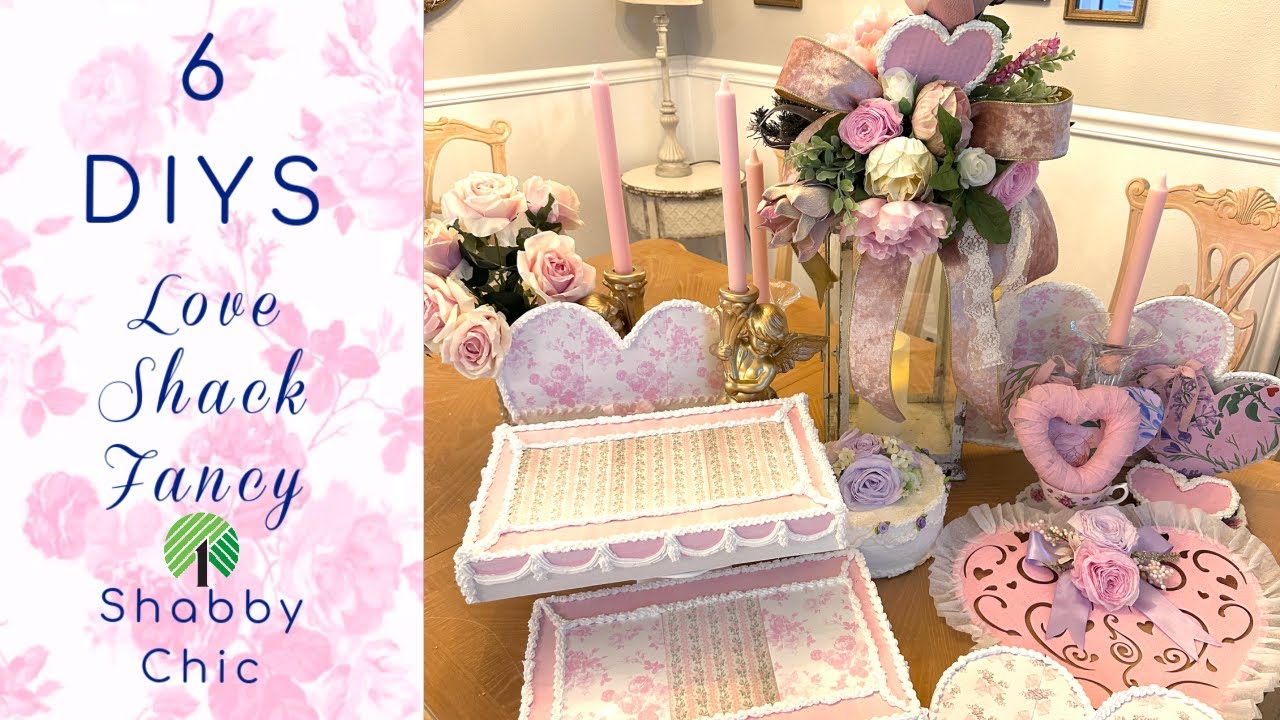 💗NEW!! 6 DIY DOLLAR TREE Love Shack Fancy~Shabby Chic VALENTINES DECOR CRAFTS💗Olivias Romantic Home