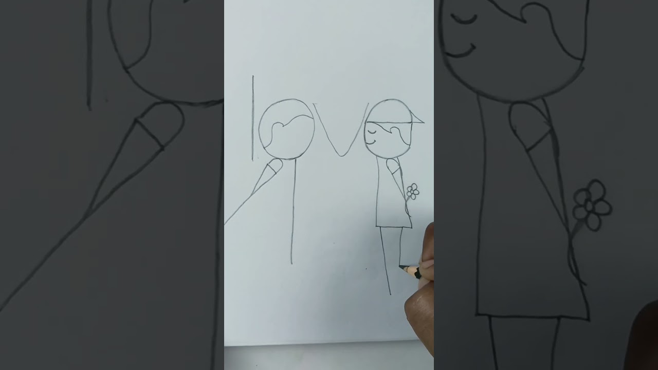 Couple drawing from letter love 💕😘 | Couple Drawing #shorts #youtubeshorts