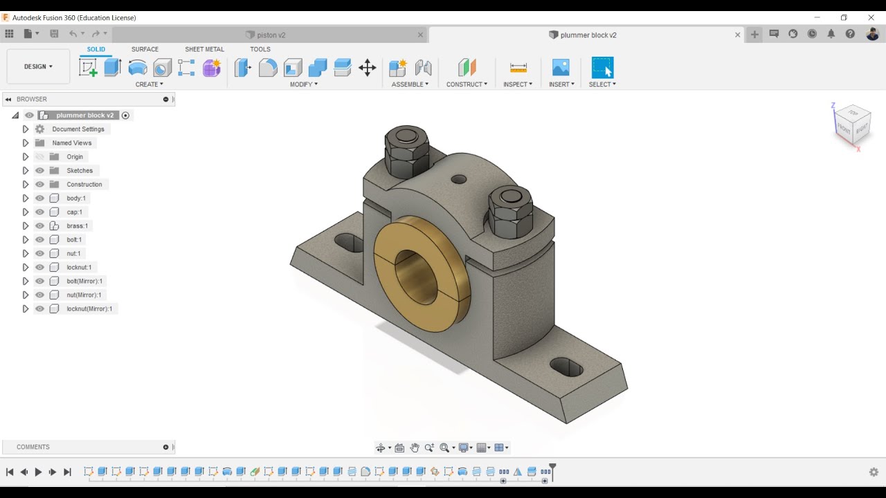 Plummer Block Assembly using Fusion 360