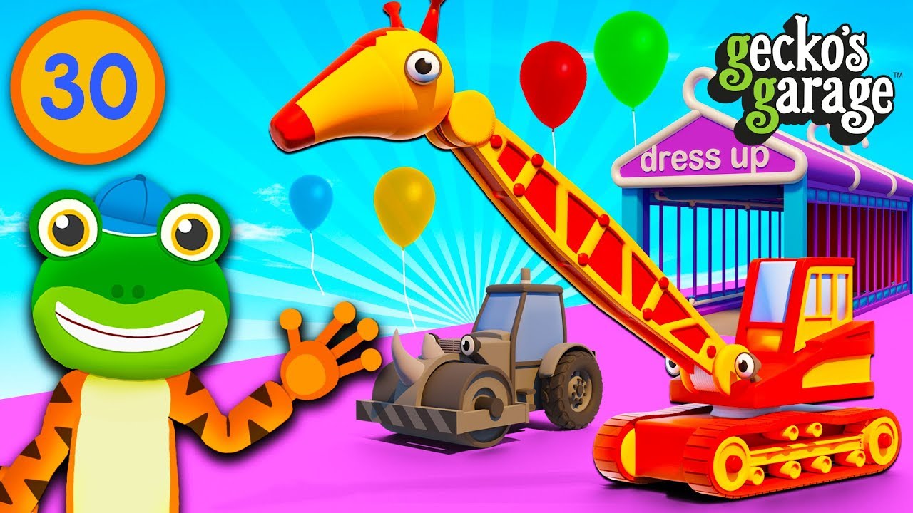 Transforming Trucks Into Animals at Gecko's Garage | Car Wash Party | Educational Videos For Kids