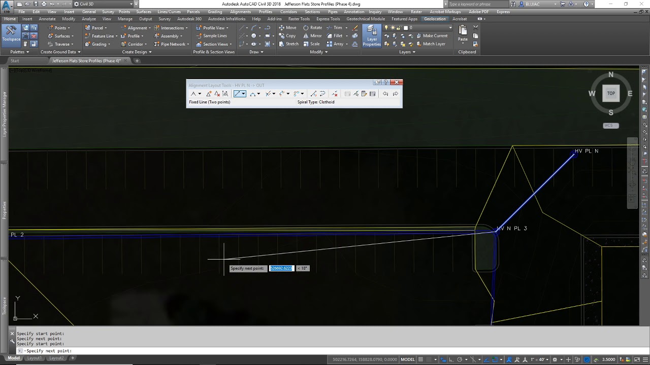 Jefferson Flats 9  - Alignments & Profiles for Pipe Network
