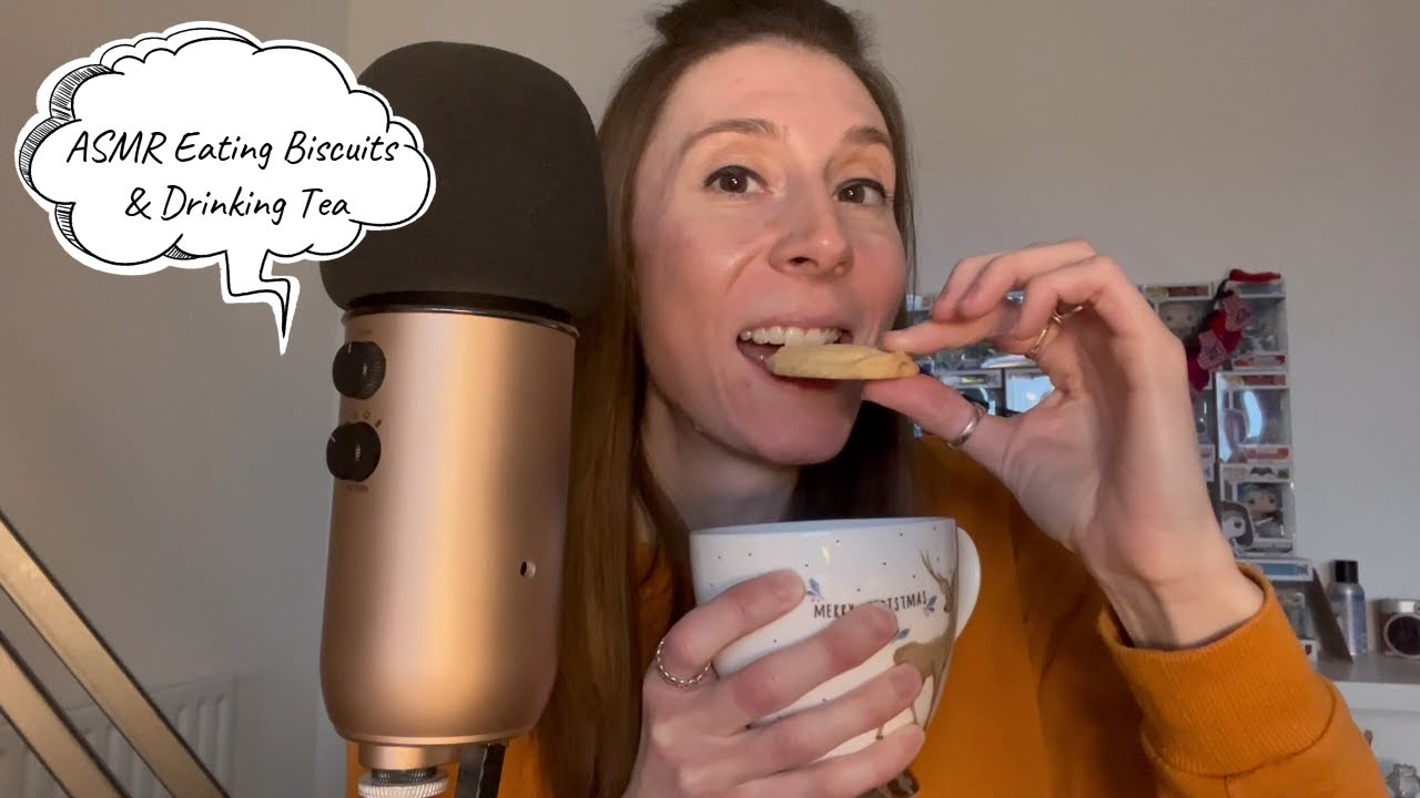 ASMR Drinking a Cup of Tea and Eating Biscuits (Dunking) + Whispered Ramble | Mouth Sounds