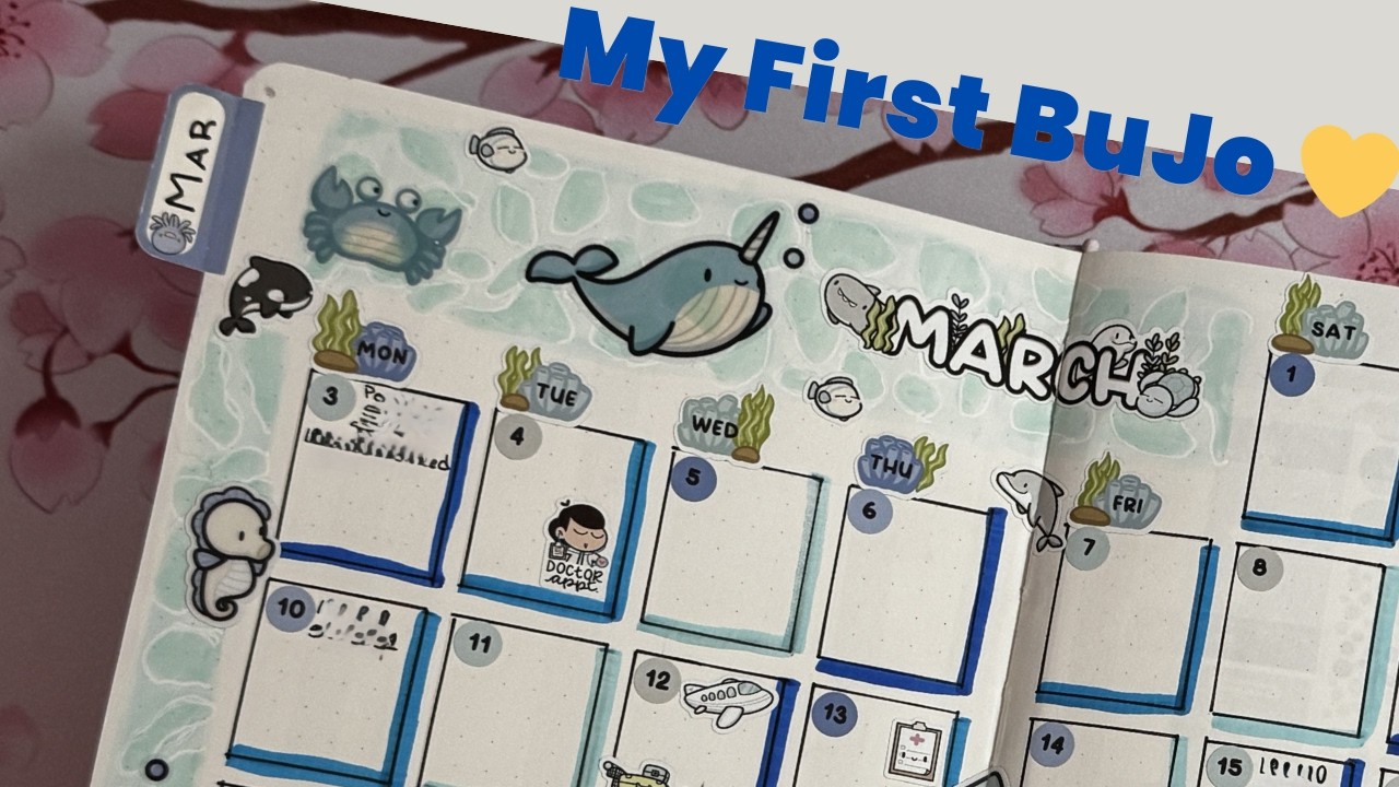 My First Bullet Journal Setup 🐋| March Ocean Theme | Throwback Thursday
