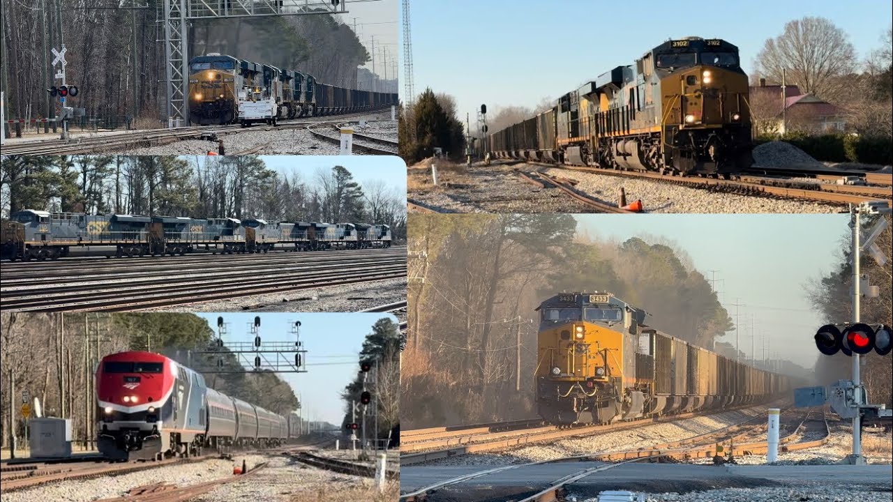 E896 with 5 engines meets a high rail truck at Lee hall! C895 with a rear DPU! Amtrak with a Phase 7