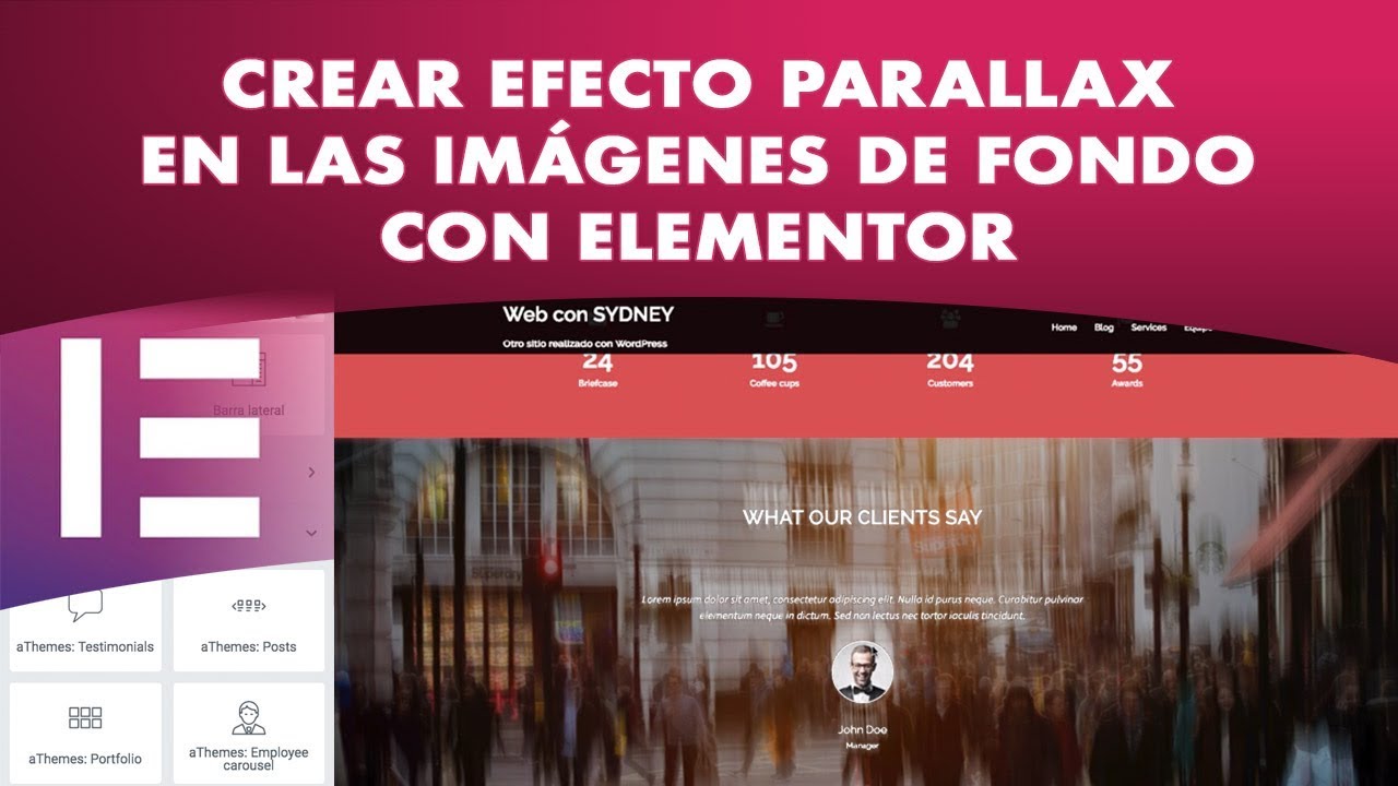 Configurar efecto real PARALLAX con ELEMENTOR y el tema Sydney de WordPress