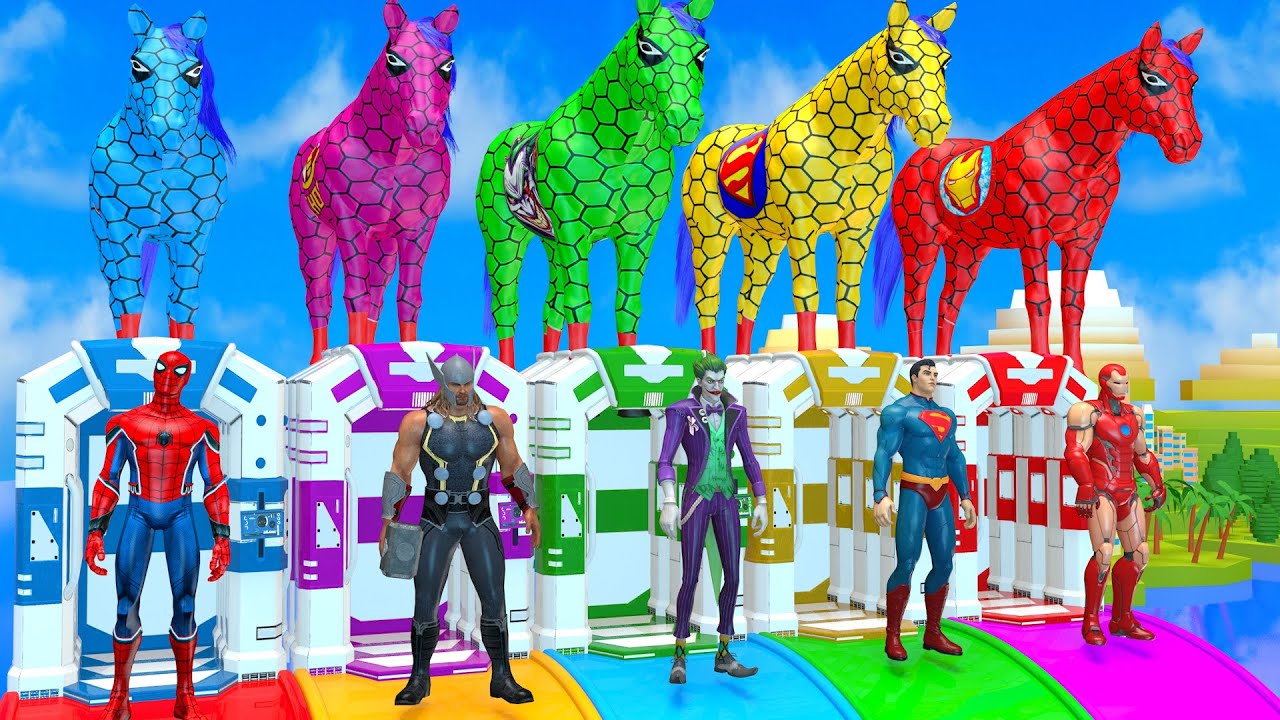 Long Slide Game With Cow Elephant Gorilla Hippopotamus Tiger - 3d Animal Game - Funny 3d Animals