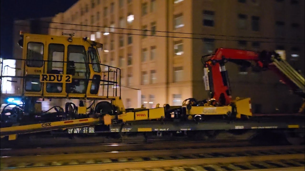 CSX Continuous Welded Rail (CWR) Work Train W029-11 Snakes its Way Through L'Enfant Plaza in DC