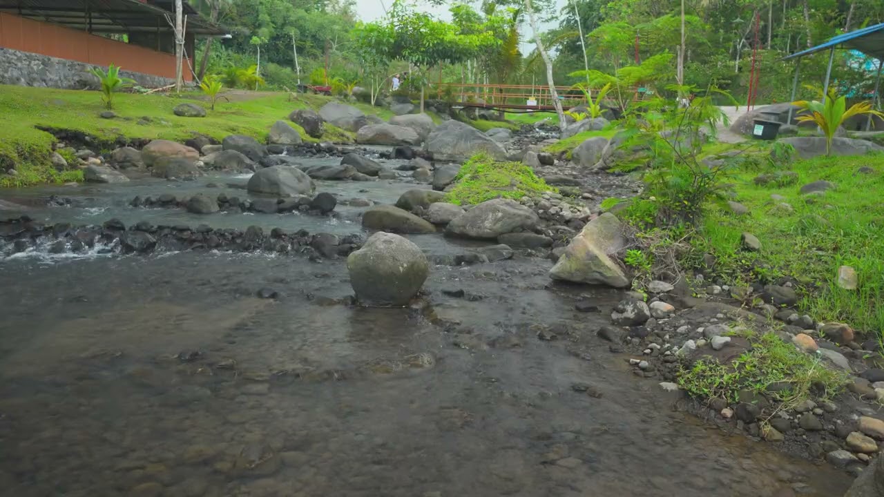 Soothing meditation music with natural river sound and white noise therapy