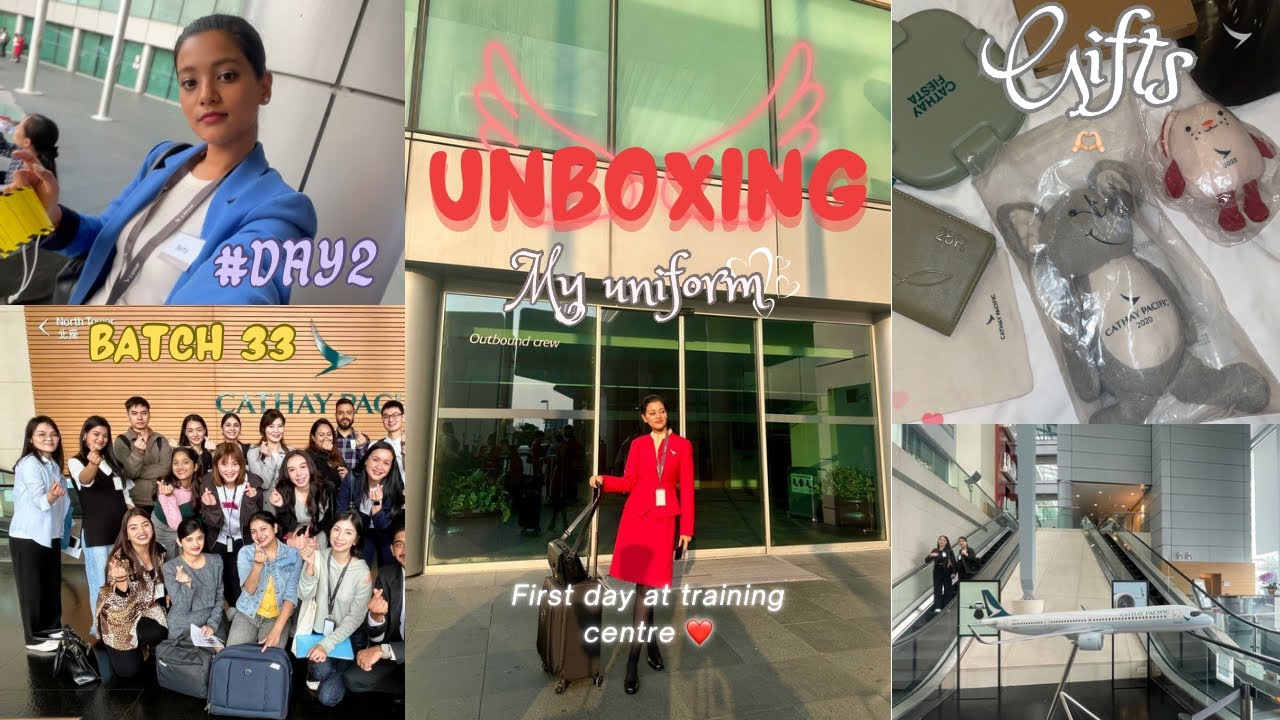 Unboxing my Cathaypacific #cabincrew uniform ✈️ first 2days at my training centre 🙈❤️ #randomvlog