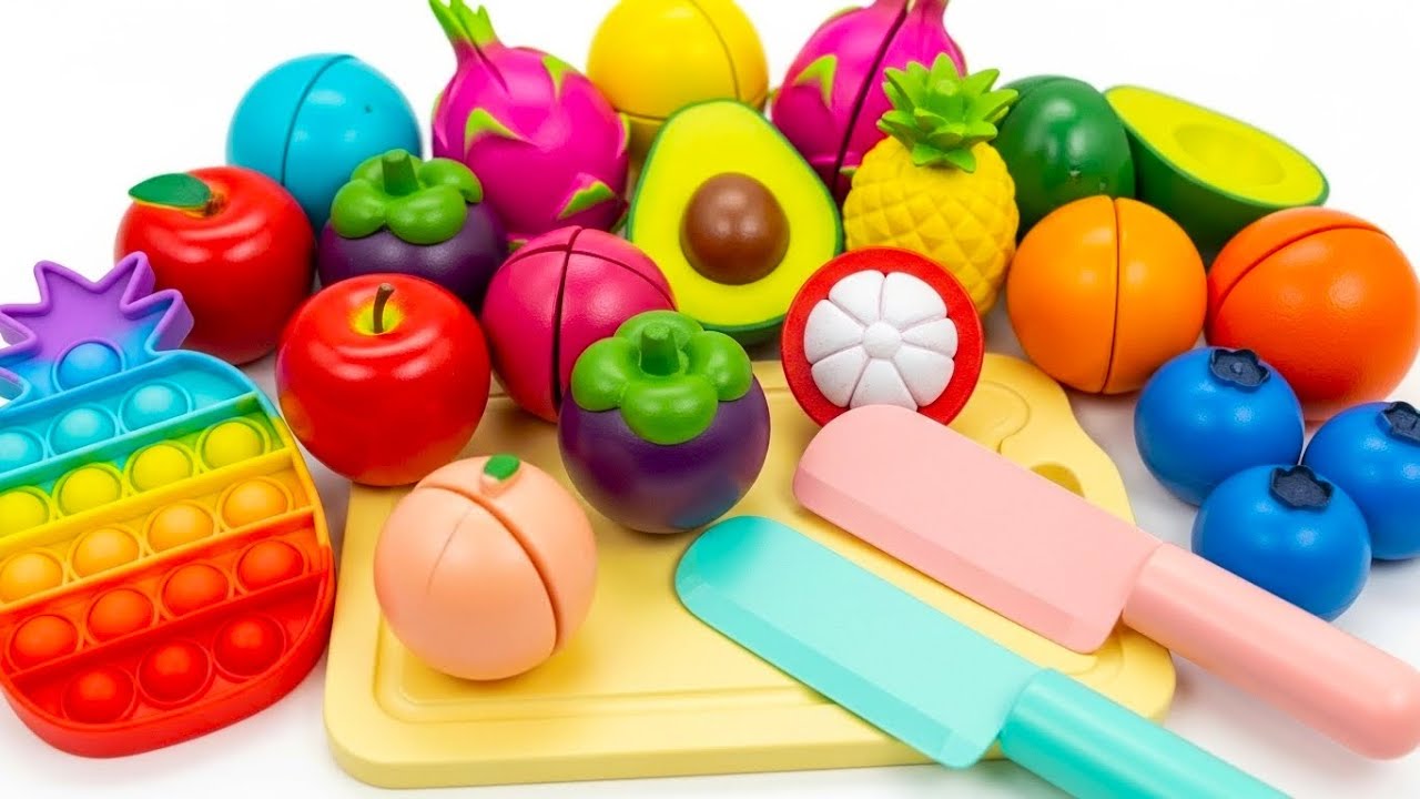 ASMR おままごと トントン♪おもちゃ 果物 カット音 Cutting Fruits Sounds ASMR with New Cutting Board Sound