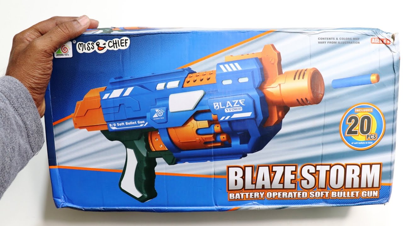 Smallest Blaze Storm Battery Operated Automatic Toy Gun Unboxing & Testing – Chatpat toy tv