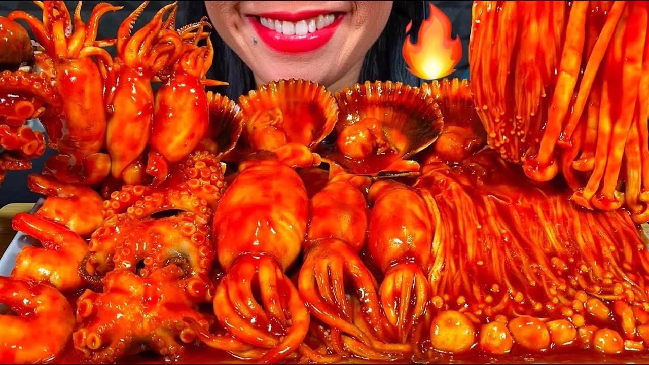 ASMR SPICY SEAFOOD BOIL *makanan laut pedas* 먹방 MUKBANG MASSIVE Eating Sounds