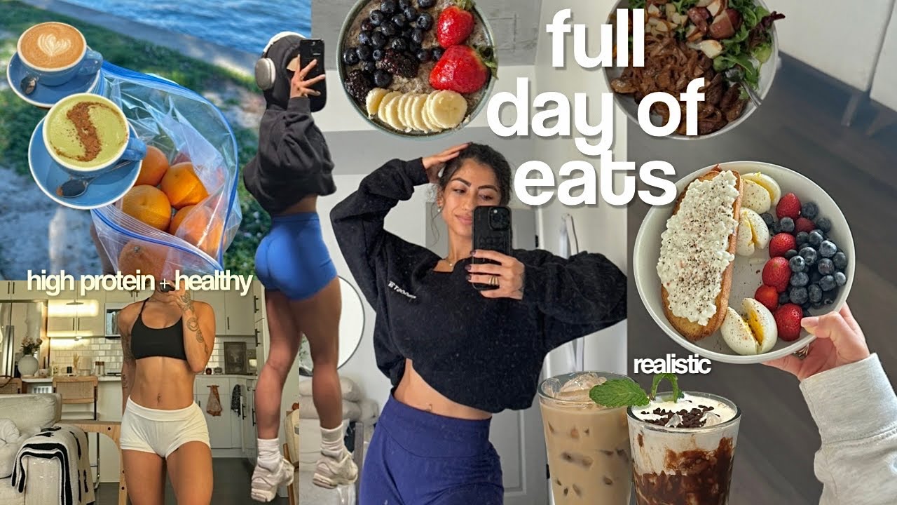 what I eat in a day 🫐 | *realistic* & high protein healthy meals + supplements 