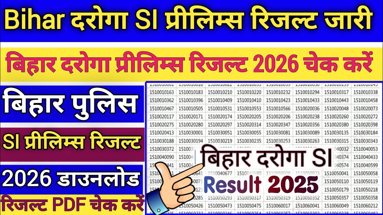Bihar Police SI Prelims Result 2026 ‼️ Bihar Police SI Prelims Result Kaise Dekhe 2026 ? 