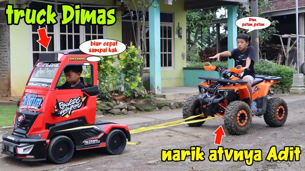 truk dimas narik atv kak adit, mogok karna kehabisan bensin, dan endingnya bikin kasihan..