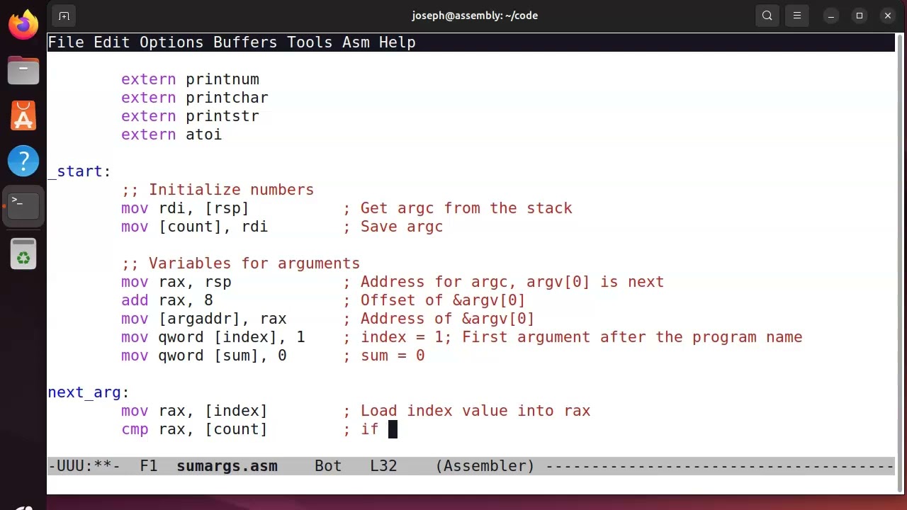 x86-64 Assembly - Calculate sum of CLI arguments