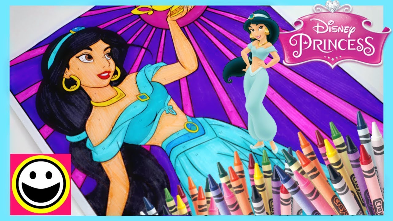 Full Coloring Disney Princess Jasmine holding the Genie's Lamp from the Official Movie Aladdin 2019!