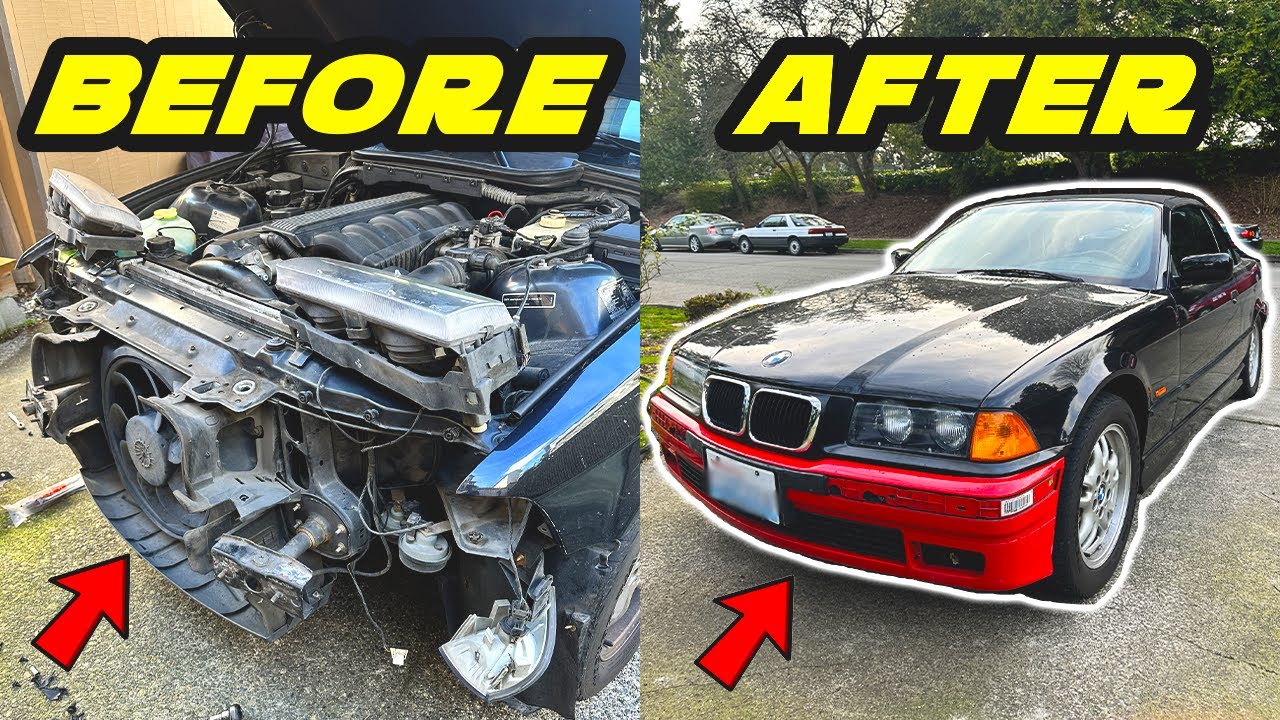 Rebuilding The Front End on My Wrecked BMW E36 Convertible