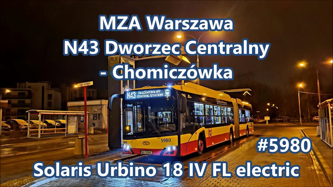 MZA Warszawa - linia N43, Solaris Urbino 18 IV FL electric #5980