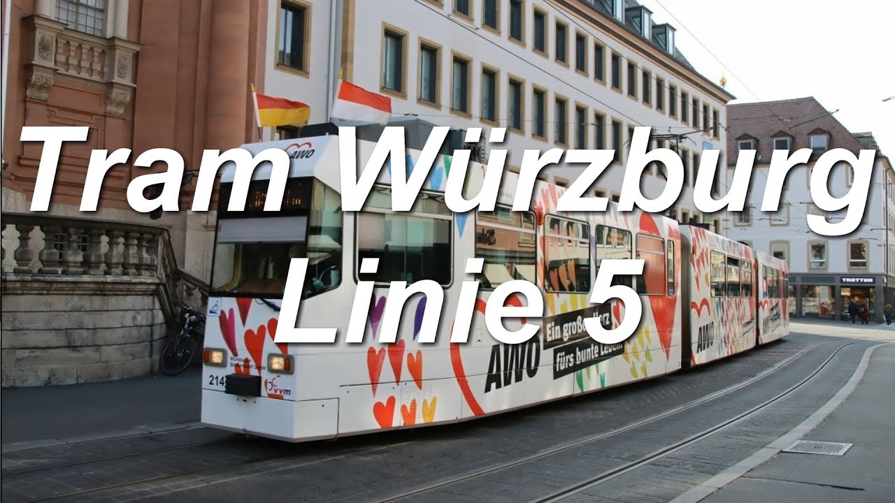 [Video] Straßenbahnlinie 5 (Teilstrecke) | Würzburg-Rottenbauer - Würzburg, Rathaus | 2022