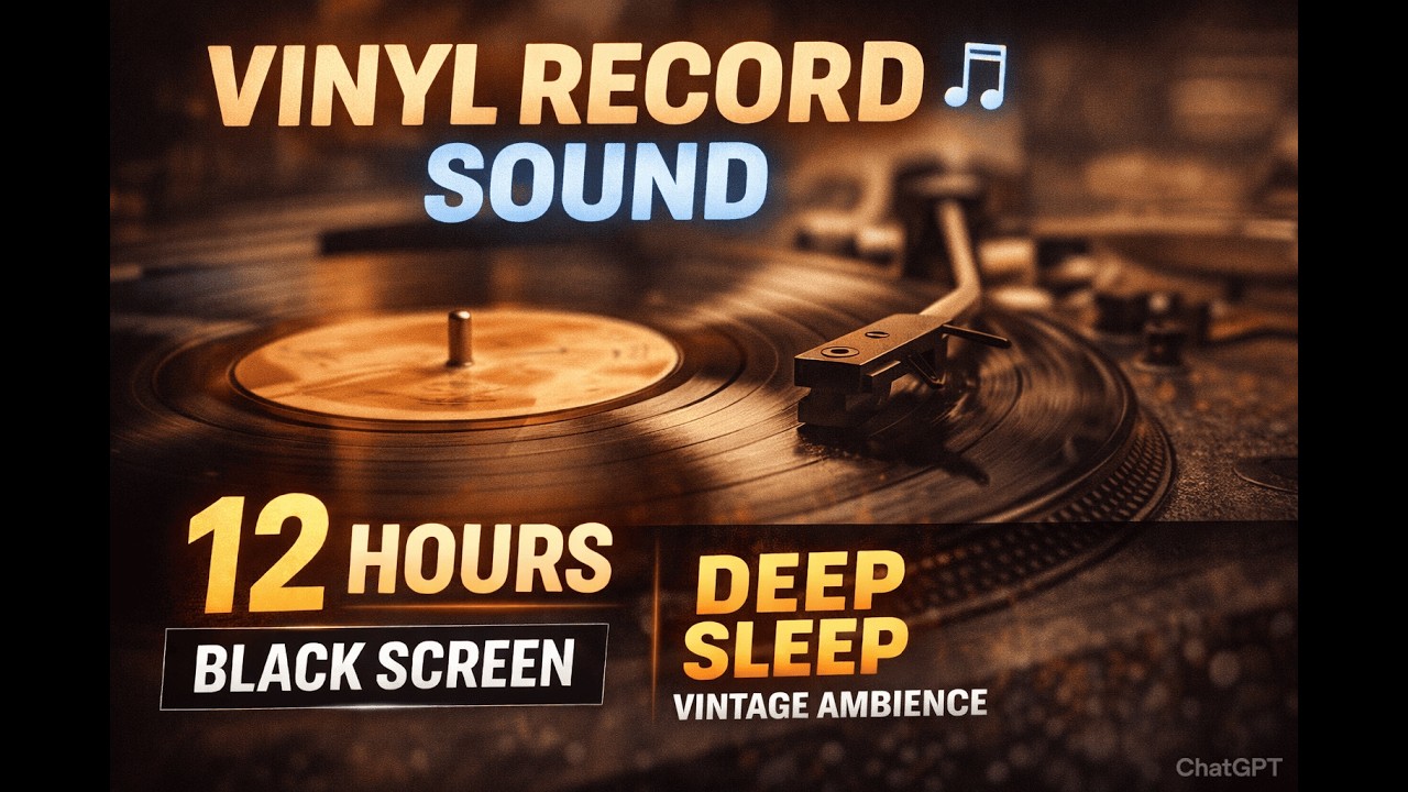Vinyl Record Sound 🎵 | 8 Hours Black Screen for Deep Sleep & Relaxation|Vintage Vinyl Noise Ambience