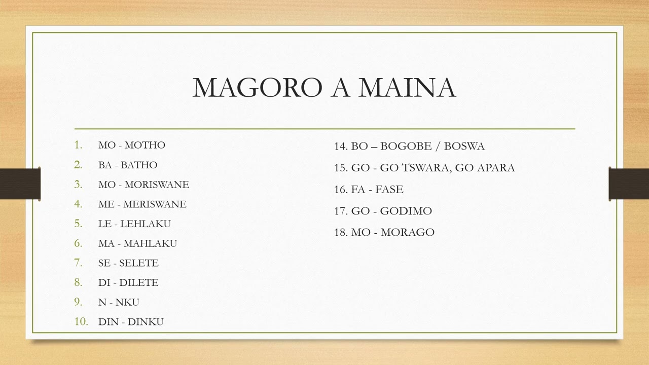 MEHLALA YA MAGORO A MAINA