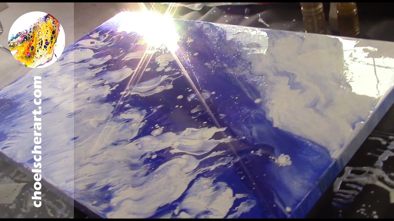 💙Freestyle Painting on HUGE 36 x 48 Canvas - Acrylic Pour Demonstration💙