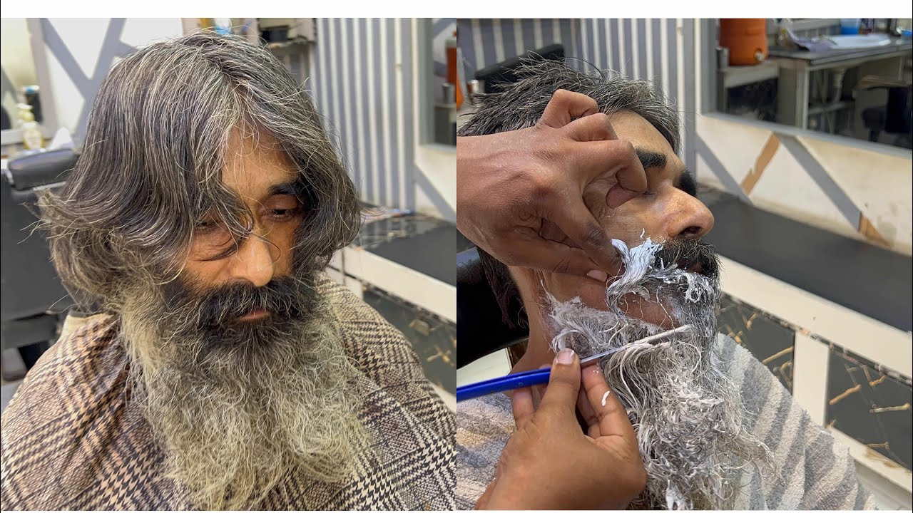 Full Hair & Beard Shave – You Won’t Believe His Final Look