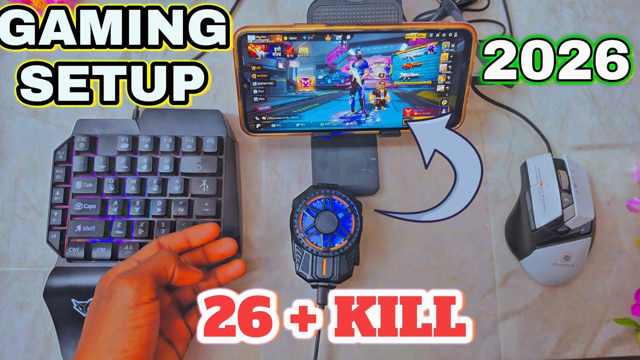 26 KILL + 😱 mobile me keobord mause connect karke 26 KILL karke Booyah video | mini pc gameplay | 