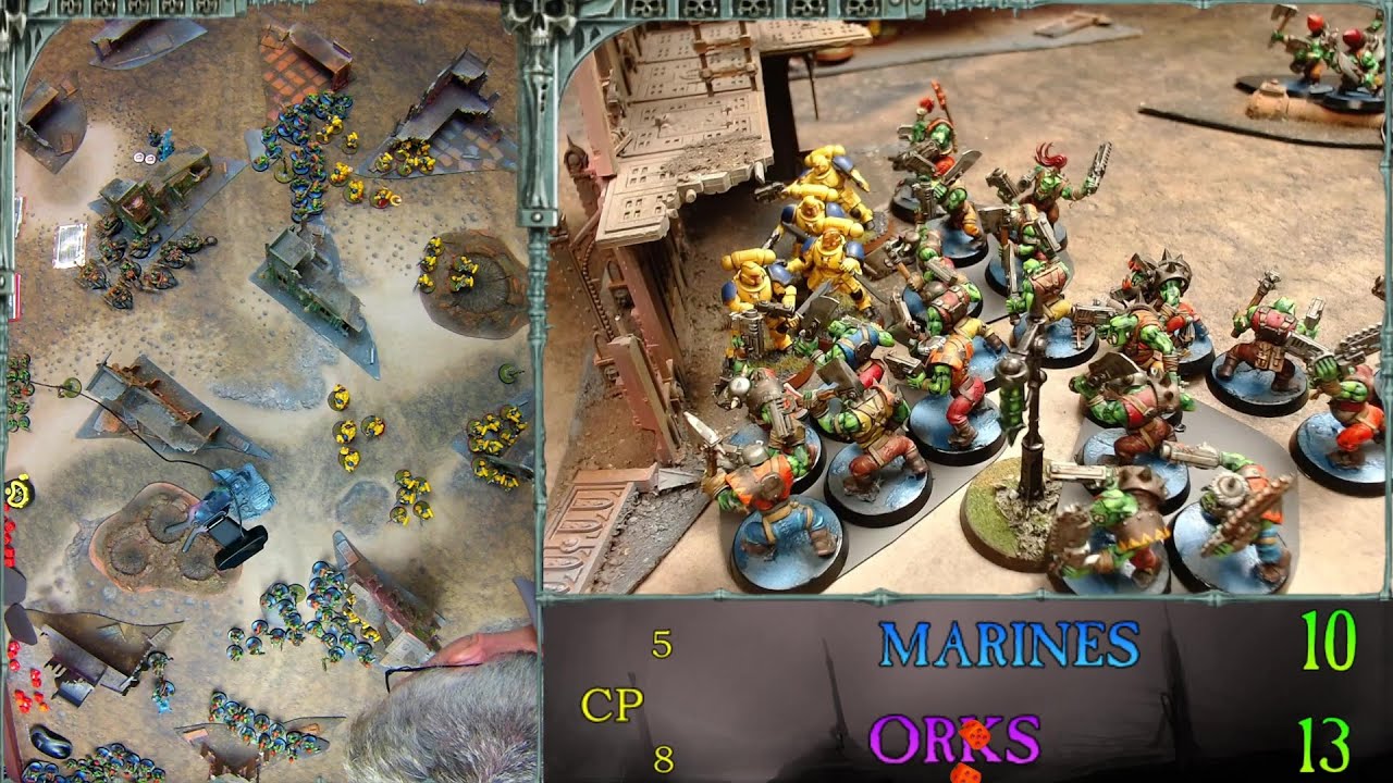 Warhammer 40000 9th Ed Battle Report  Orks vs Imperial Fists #new40k