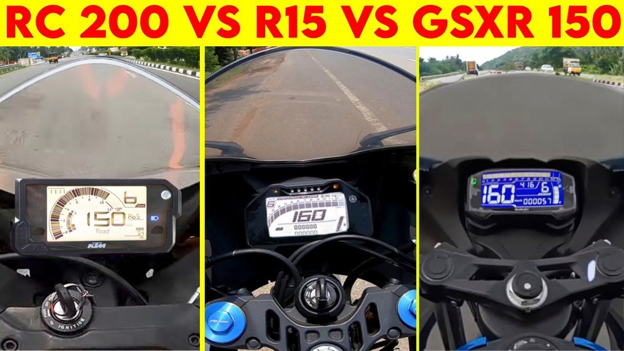 RC 200 VS R15 V4 VS GSXR 150 | 0 TO 100 | TOPSPEED BATTLE
