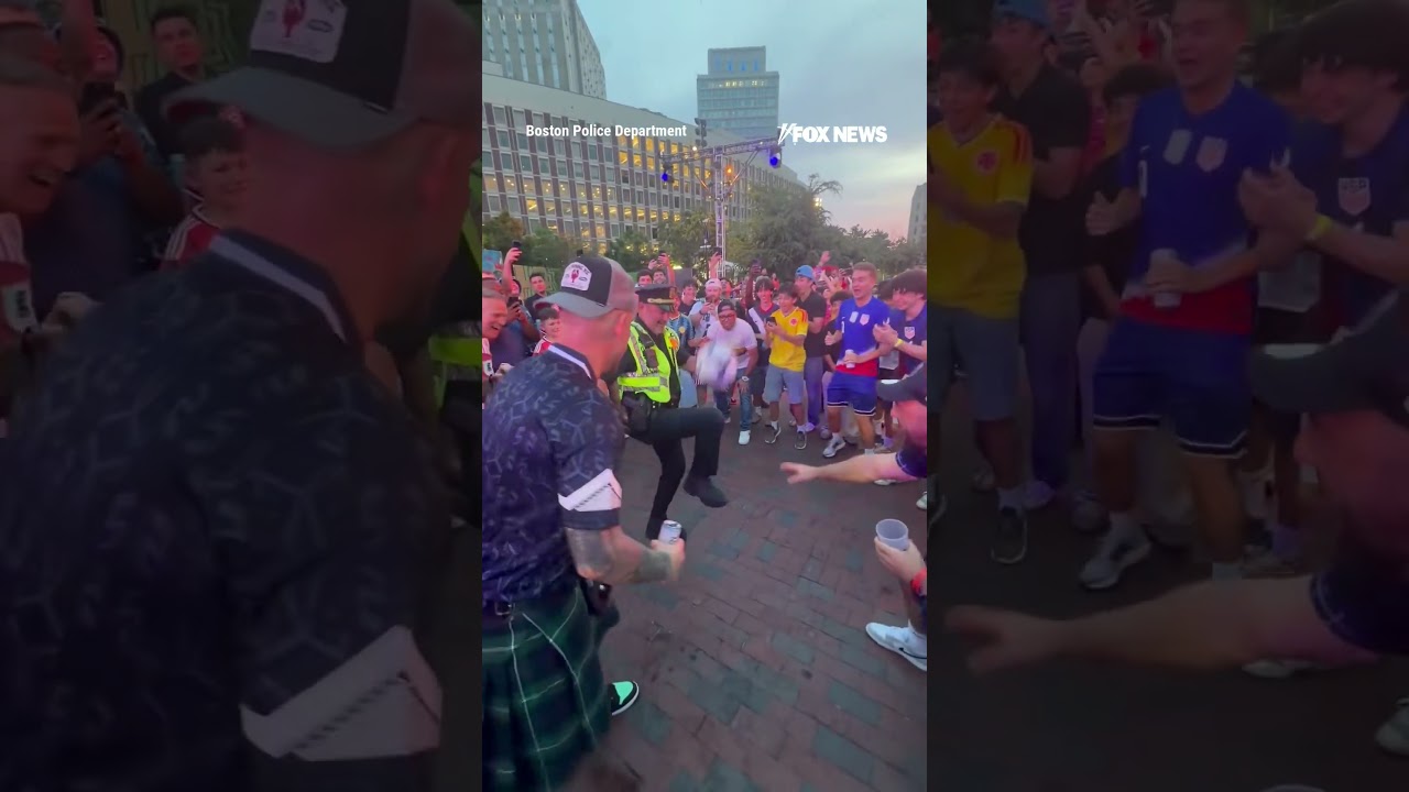 WATCH: Boston police officer steals the show at FIFA World Cup Fan Fest #shorts #soccer #sports
