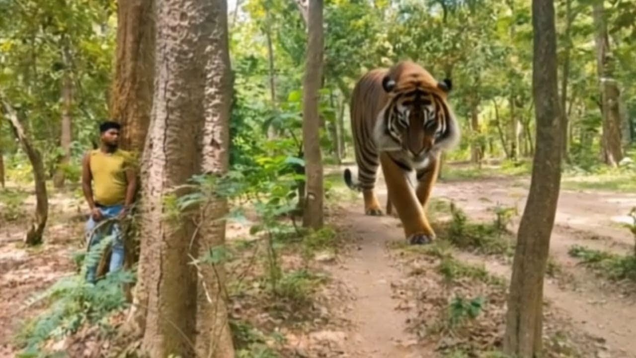 tiger Attack🐆On Village Girl in the forest l tiger Attack man in forest yay🌳Benga🙏tiger attack🦁🌲🌺Gr😆