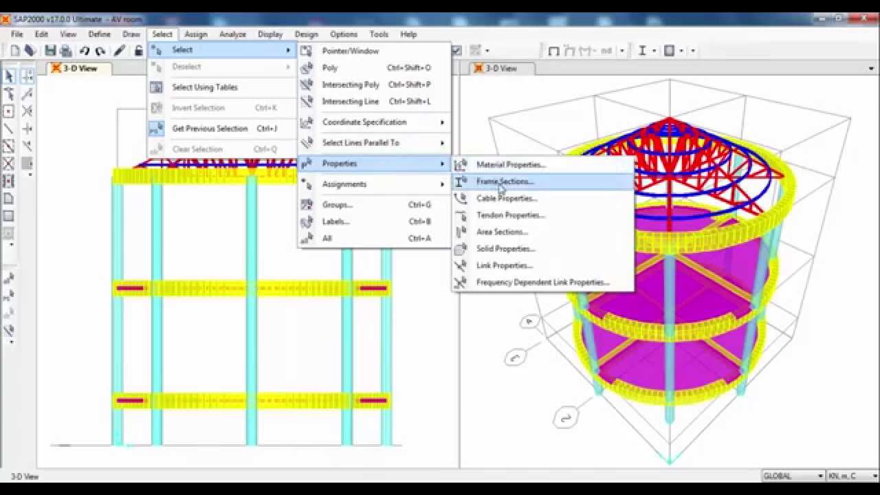 SAP2000-Curved Beam in Plan with Roof Truss