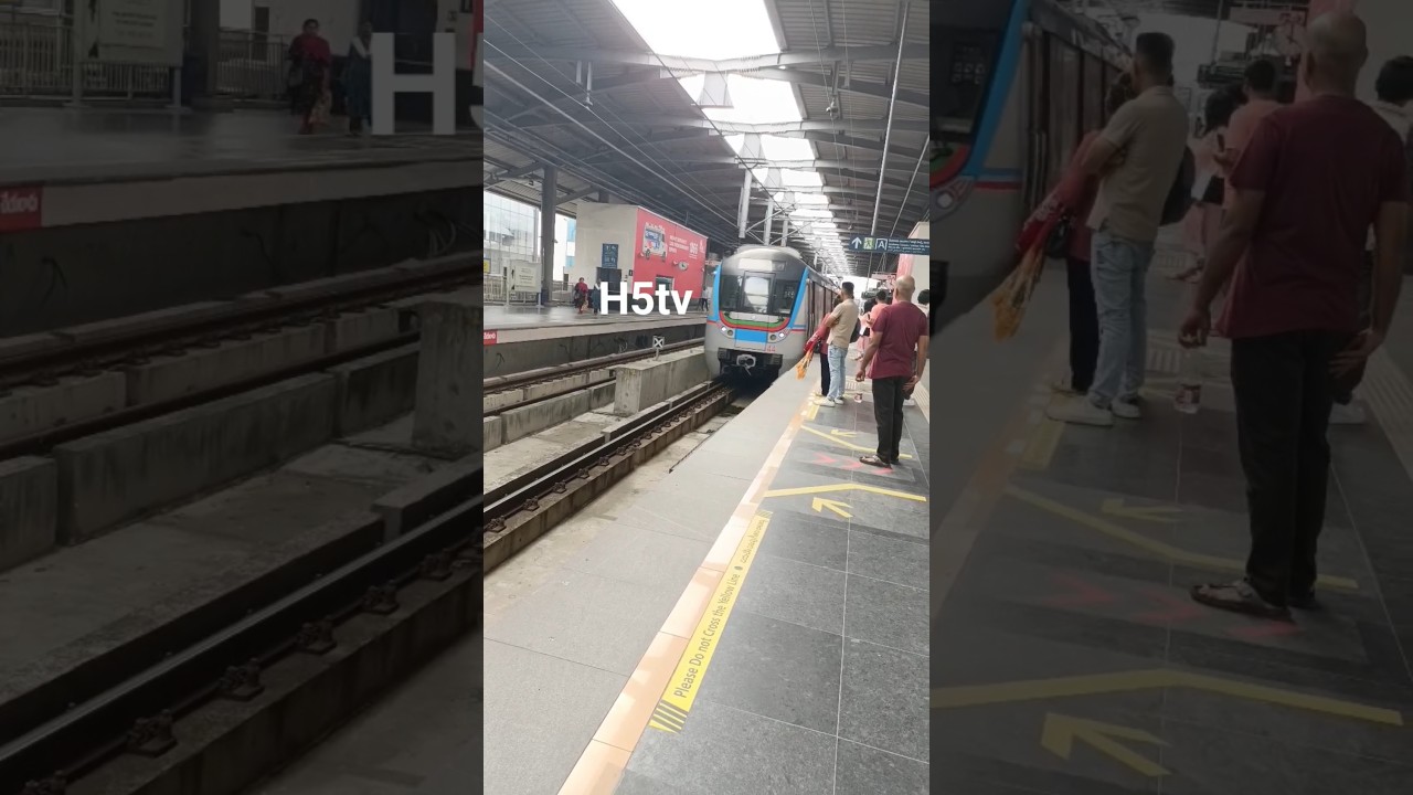 Hyderabad Metro Rail Passing Station 🚉 #hyderabadmetro #metrorail #telangana #hyderabad #h5tv #news