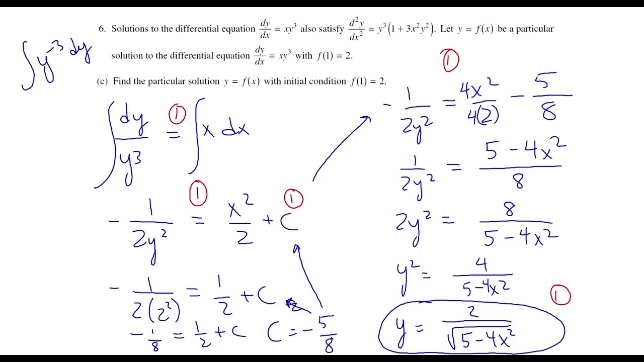 AP Calculus AB Differential Equation FRQs 2010-2019