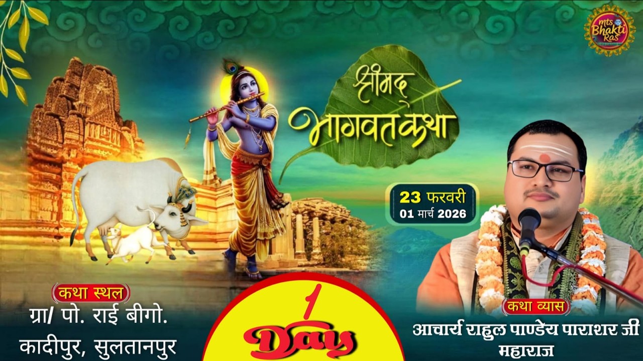 || DAY 1 || SHRIMAAD BHAGWAT KATHA  RAHUL PANDEY 'PARASHAR' JI MAHARAJ राईबीगो कादीपुर सुल्तानपुर UP