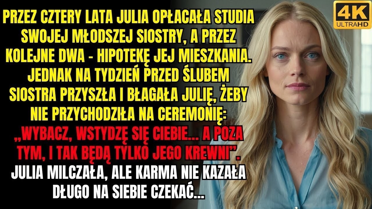– NIE PRZYCHODŹ NA MÓJ ŚLUB! – usłyszała Julia od siostry, którą wspierała i kochała jak matka