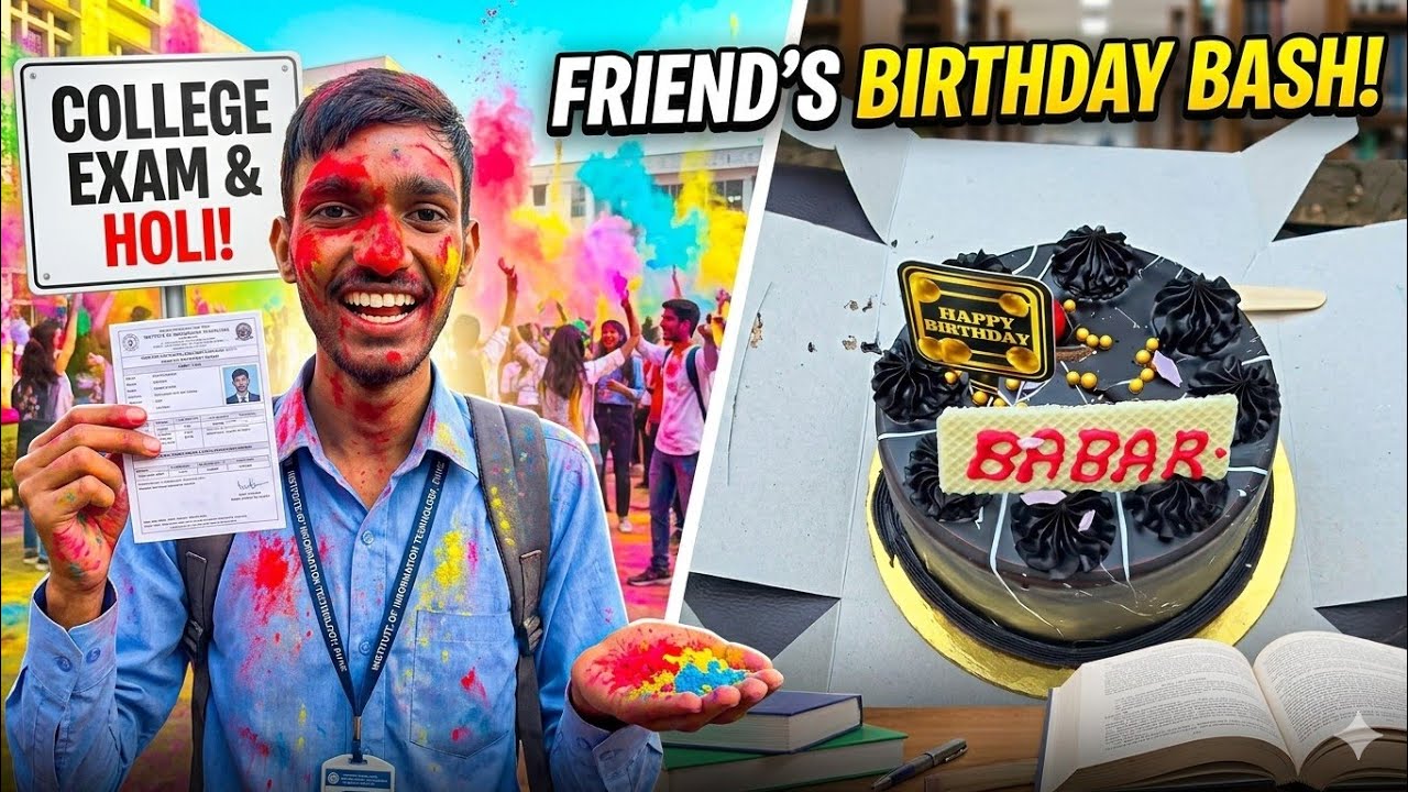 College exam🥶 & holi 🫟 & friend's birthday 🎂