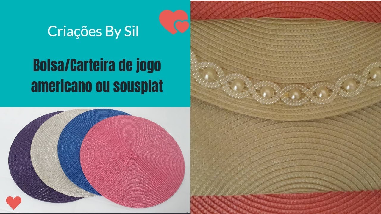 Bolsa/Carteira de jogo americano ou Sousplat em rafia.
