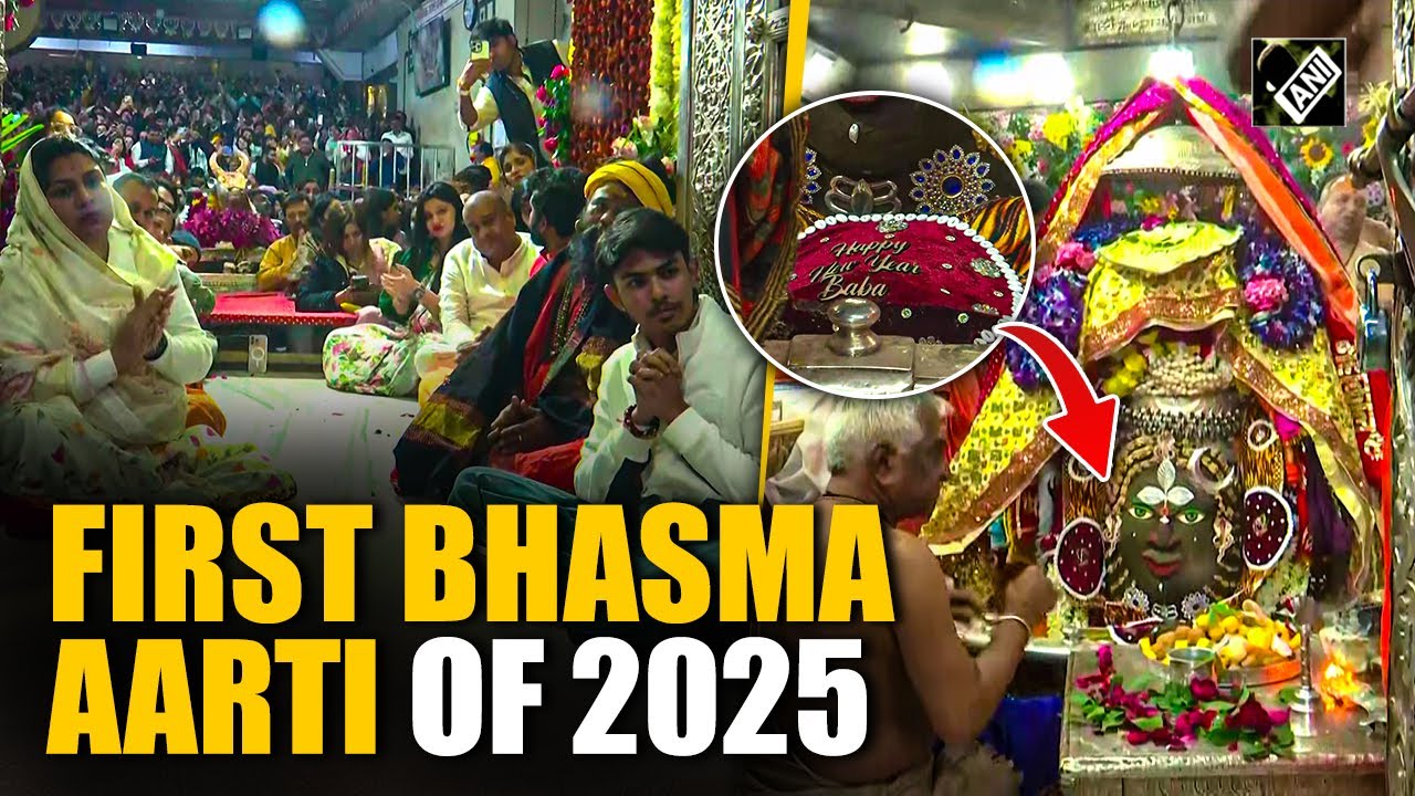 Devotees throng Mahakal Temple in Ujjain to witness the first Bhasma Aarti of 2025