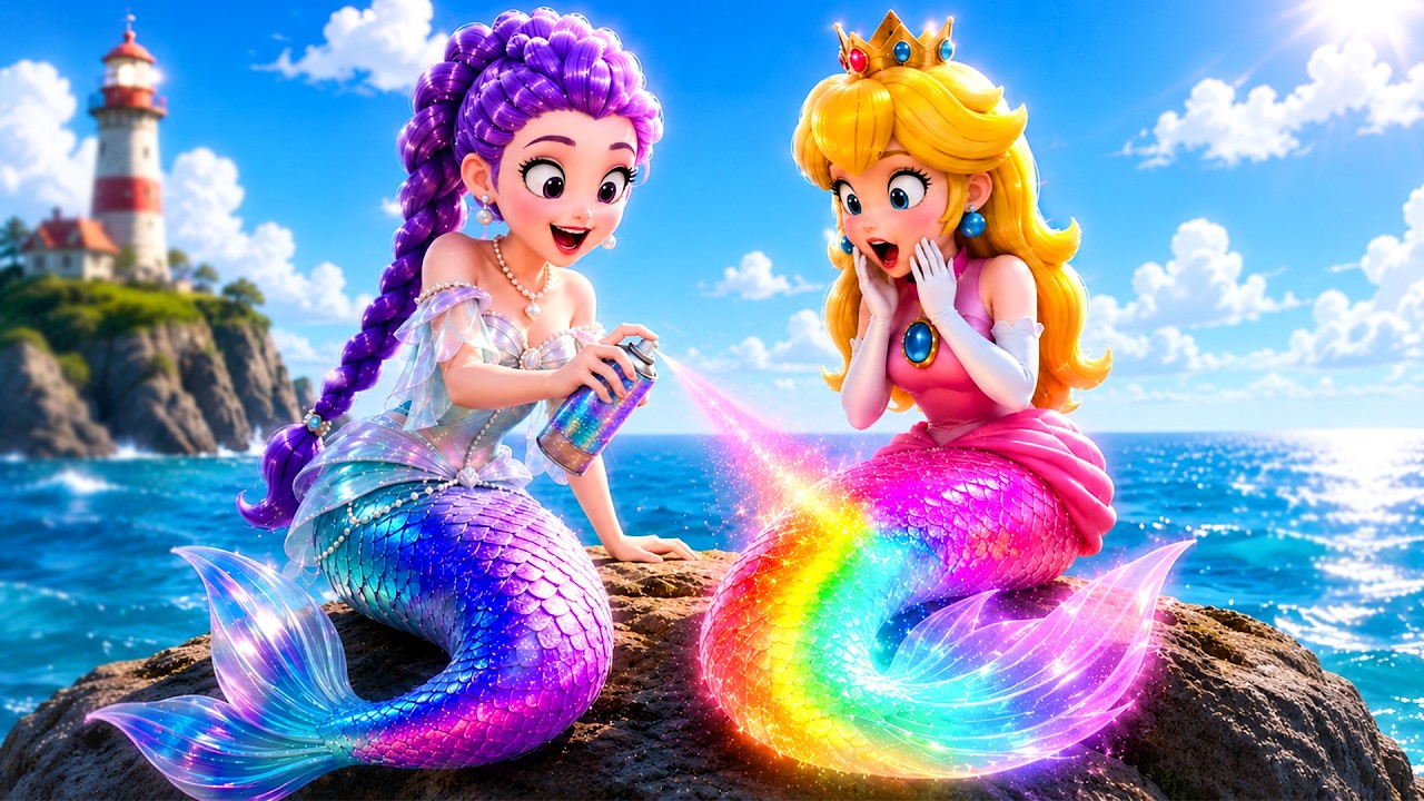 Rumi & Peach Mermaid Dream Comes True! 🧜&zwj;♀️ 🐚 How to Become a Mermaid Like Rumi