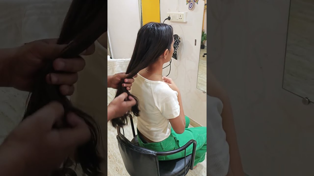 Her mom took her to trim her Hair before going to summer vacations