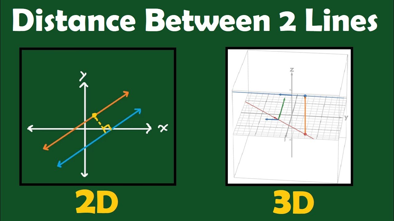 Vectors Lesson 16: Find the Distance between 2 Lines in 3D or 2D