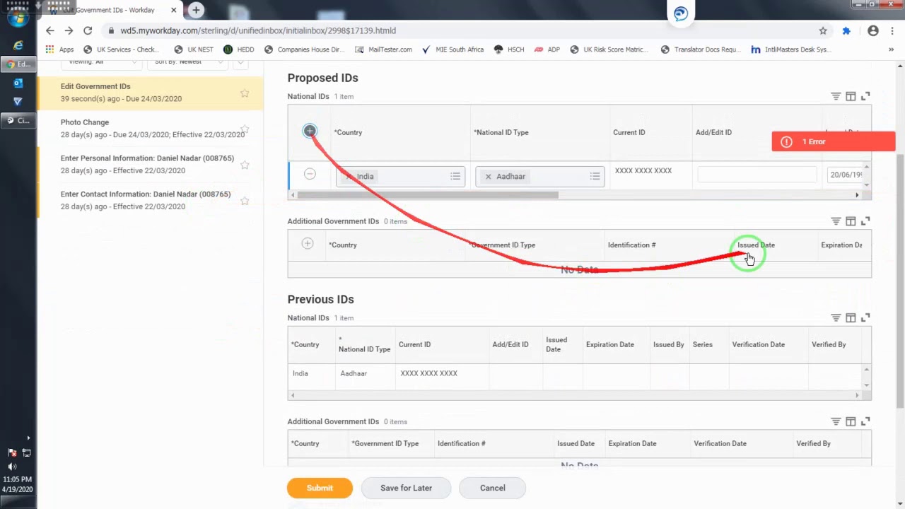 How to Add Government ID on Workday