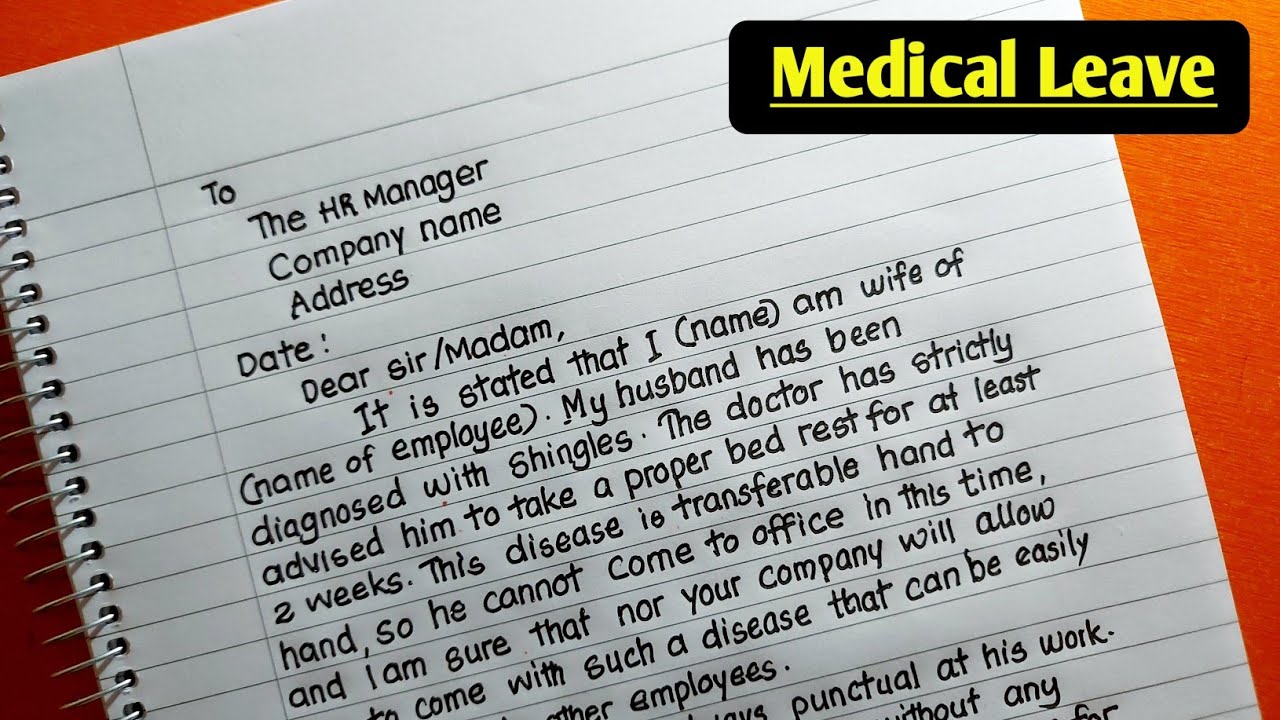 Medical Leave Application || Medical Leave Application for Husband to his HR